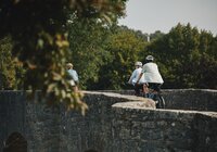 Radfahren im Taubertal, Baden-Württemberg, Deutschland
