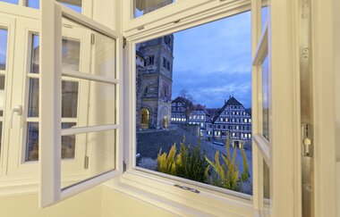 Stadt-gut-Hotel und Gasthof Goldener Adler in Schwäbisch Hall: Ausblick vom Zimmer | © Hohenlohe Schwäbisch Hall